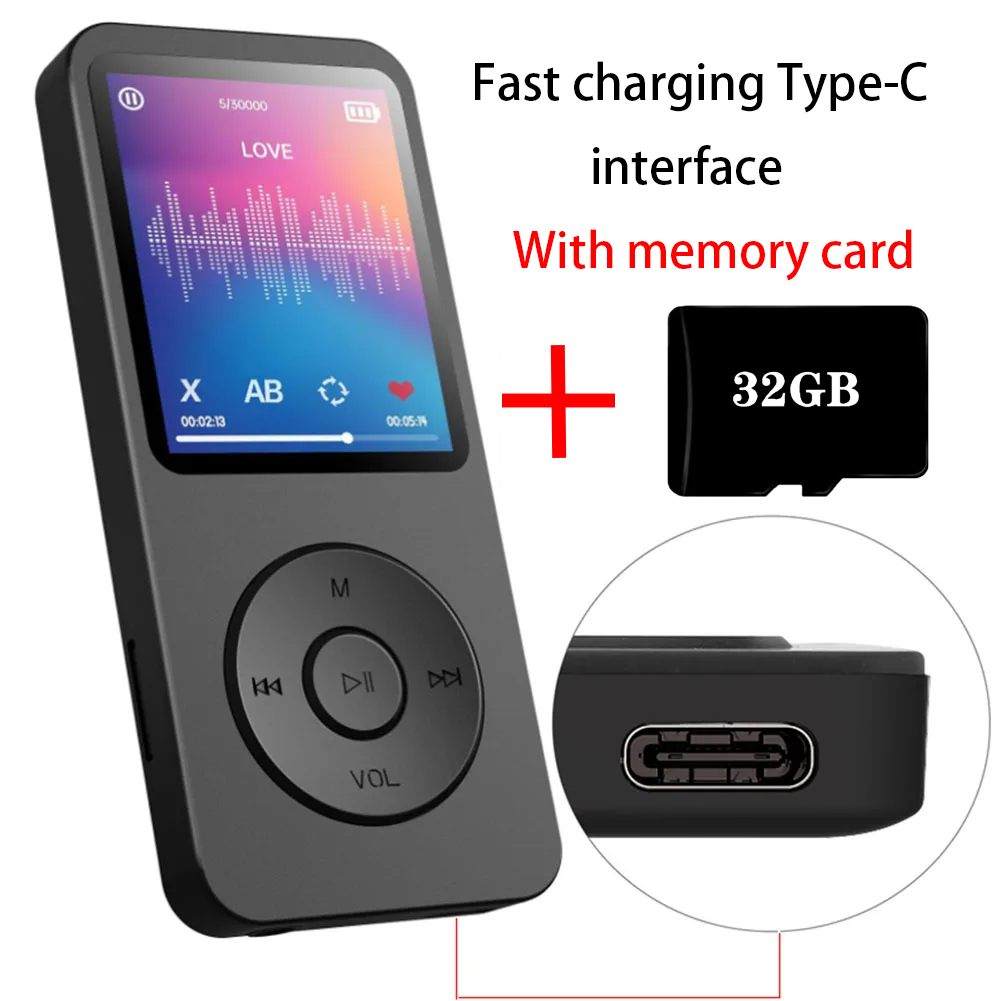 Audio Music Recorder - MP3-speler Type-C-interface Snelle oplaadpoort (met 32