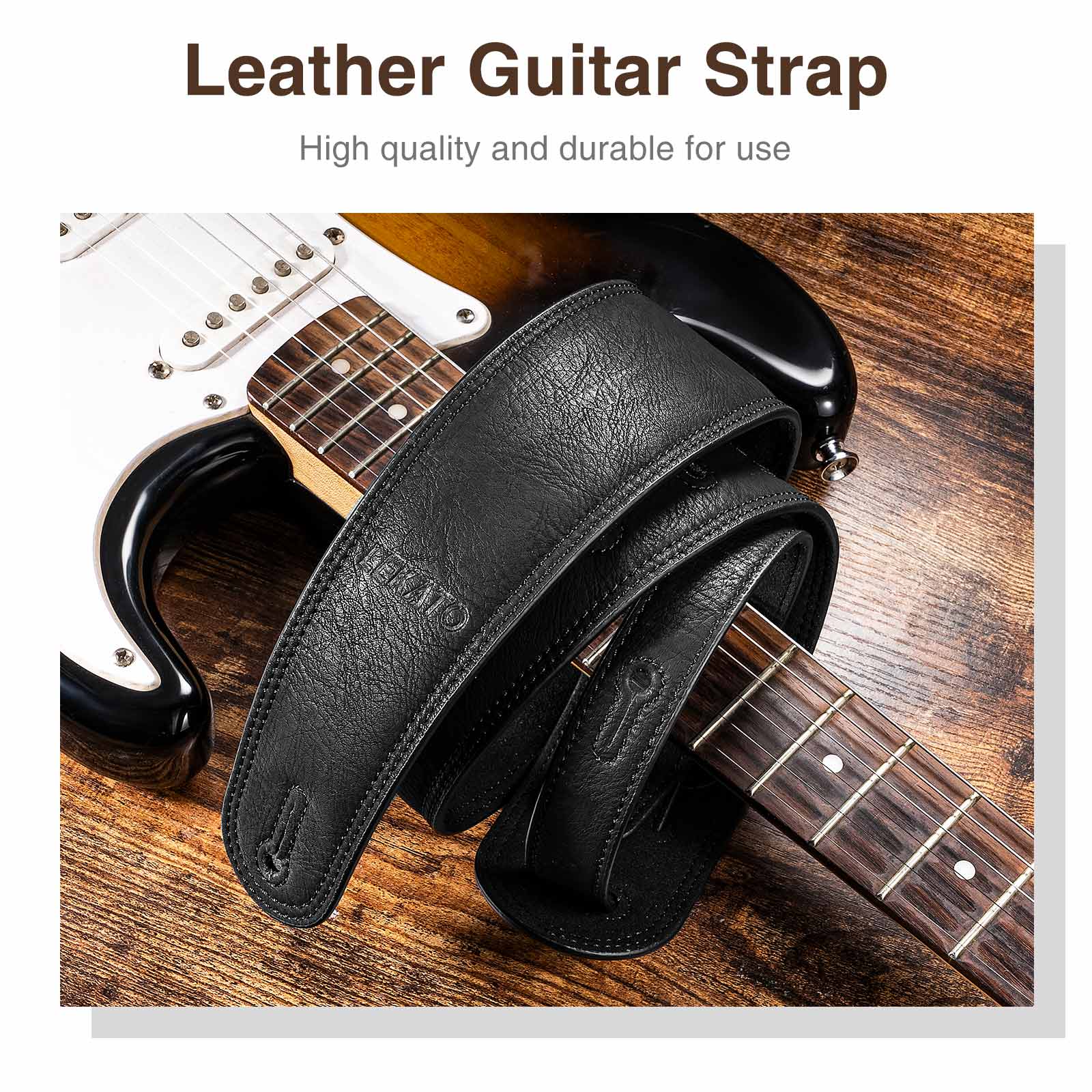 Guitar Strap Padded - Lekato Artisan lederen basriem handgemaakt 2,5