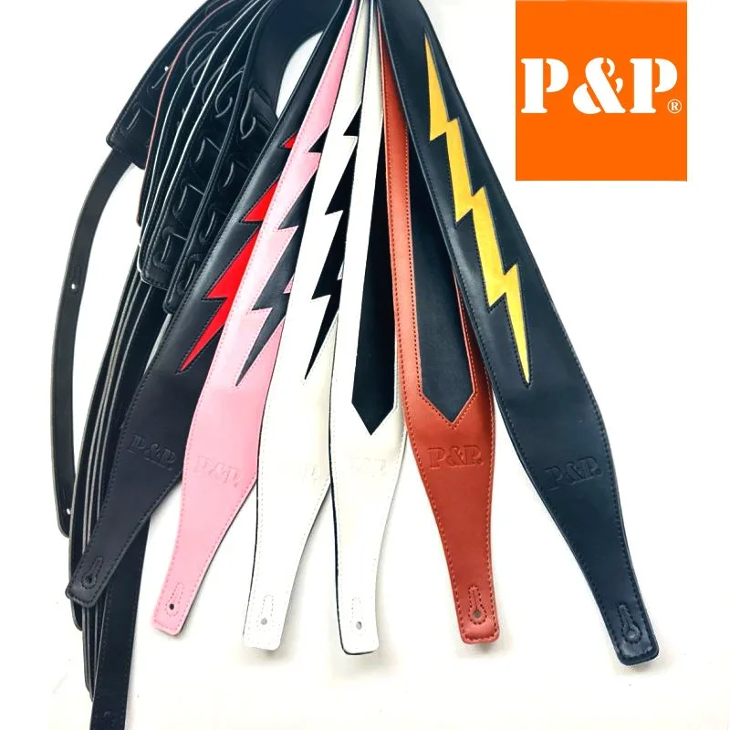 Guitar Strap Padded - PP Gitaarband Leren schouderpad Lightning Koeienhuid