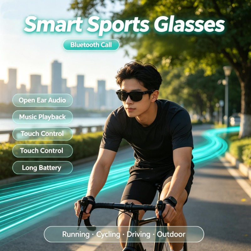 Audio Musically - Slimme sportbril met open oor-audio, Bluetooth-oproepen,
