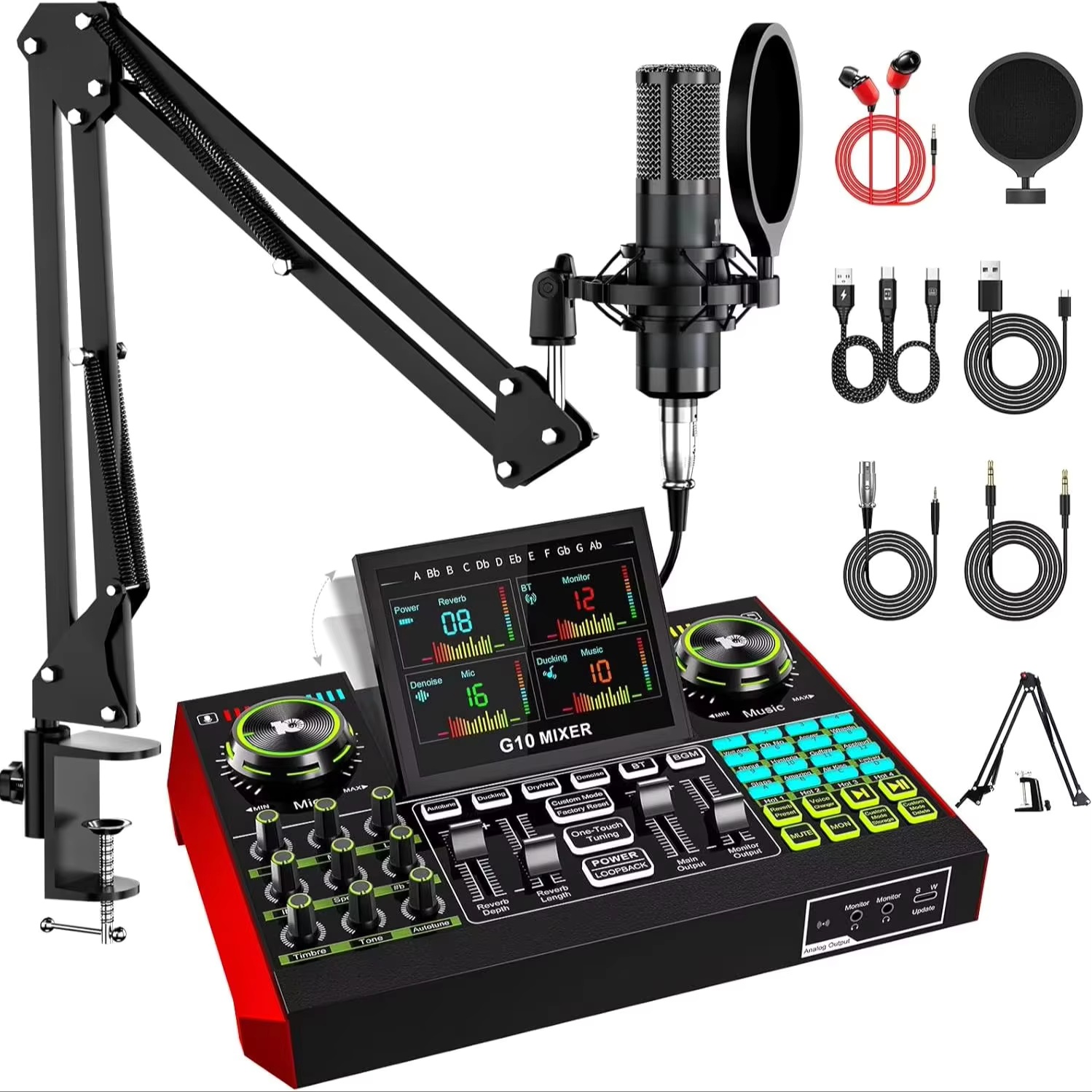 Audio Music Recorder - Tenlamp G10 Live streaming audio-interface Gaming