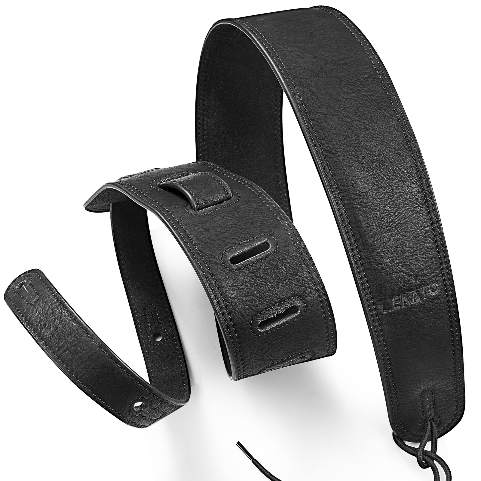 Guitar Strap Padded - Lekato basgitaarband leer met dikker schuim