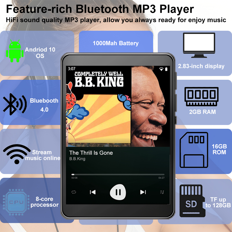 Audio Music For Download - WiFi MP3-speler Android 10 Spotify Online