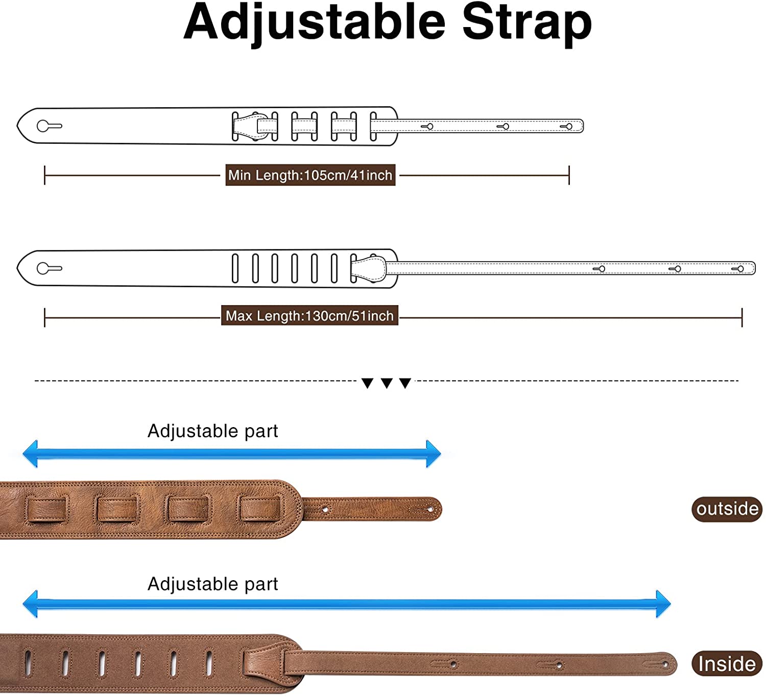 Lekato basgitaarband leer met  - Guitar Strap Padded recensie en prijs